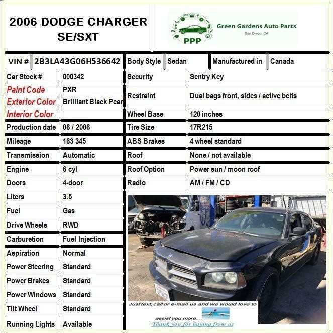 2006 dodge charger parts diagram