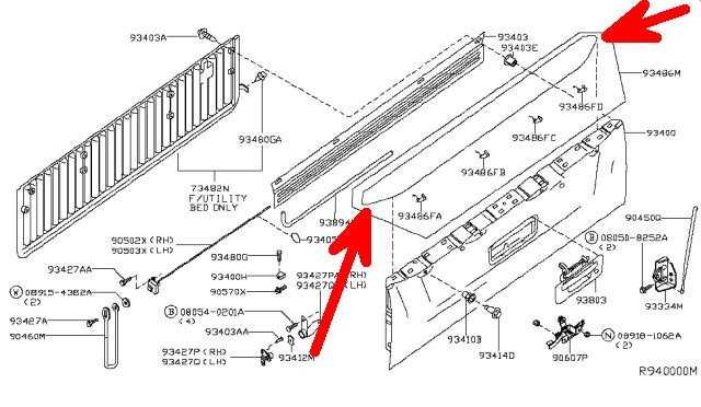 2007 nissan frontier tailgate parts diagram