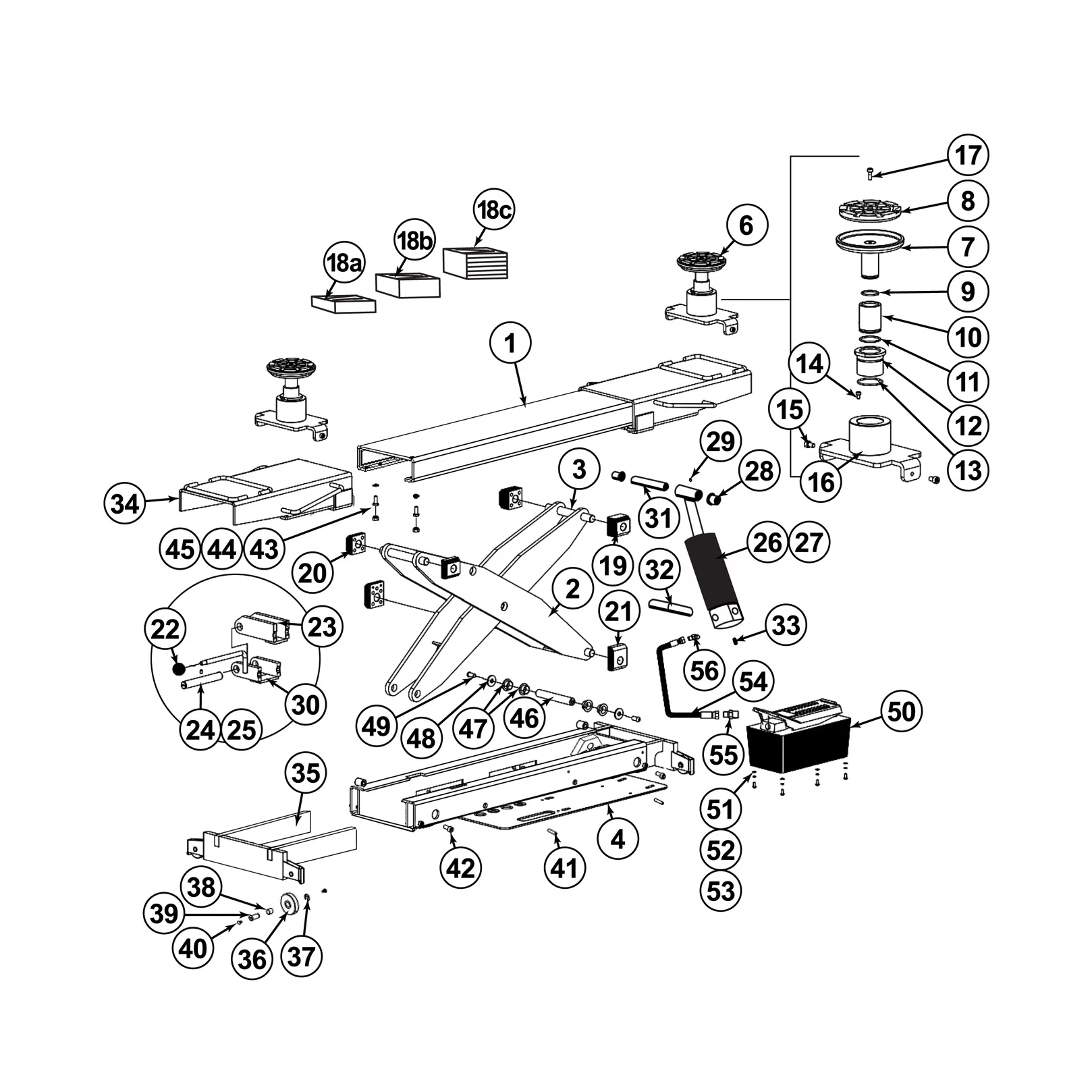 allied floor jack parts diagram