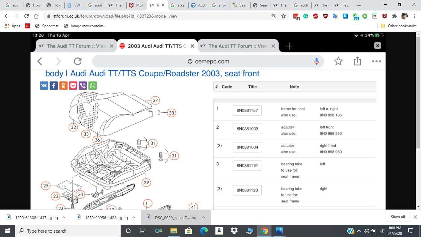 audi tt parts diagram