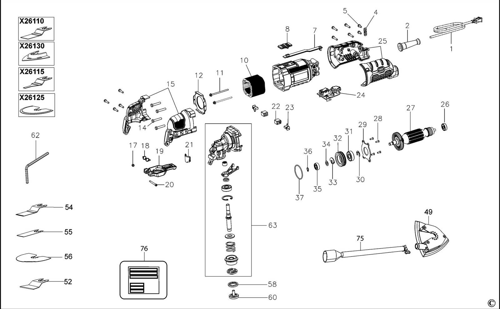 black and decker b2300 parts diagram