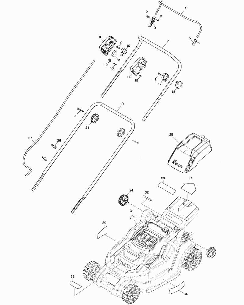 black and decker electric mower parts diagram