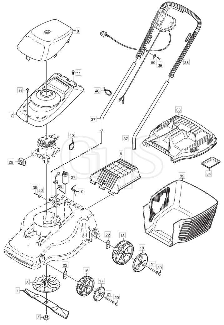 black and decker electric mower parts diagram