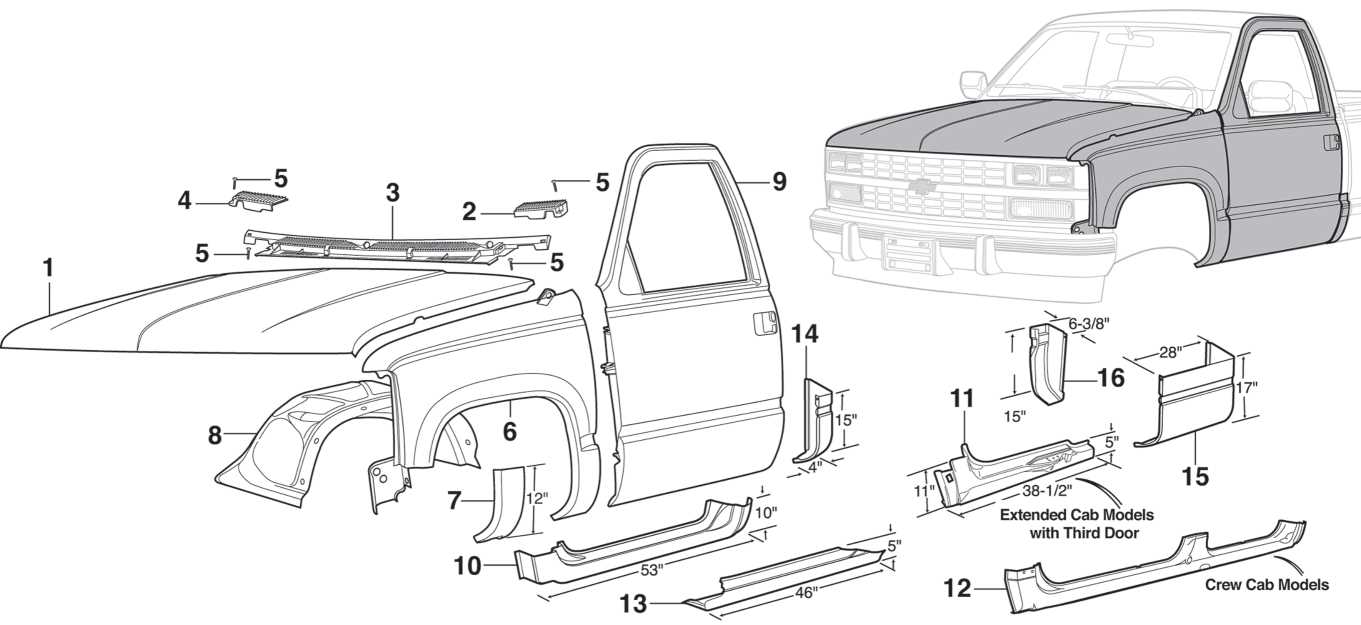 body part chevy silverado oem parts diagram