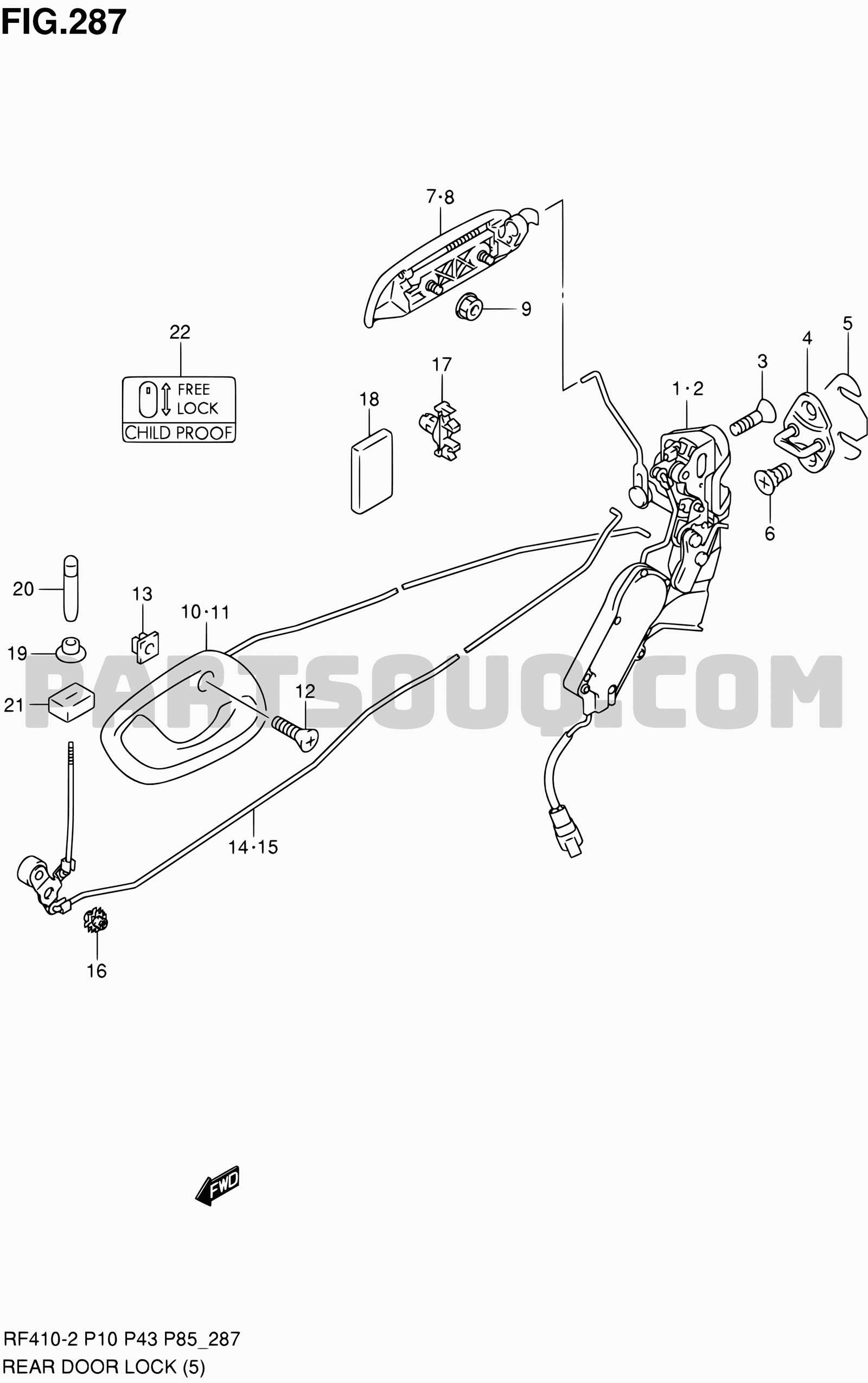 car door lock parts diagram