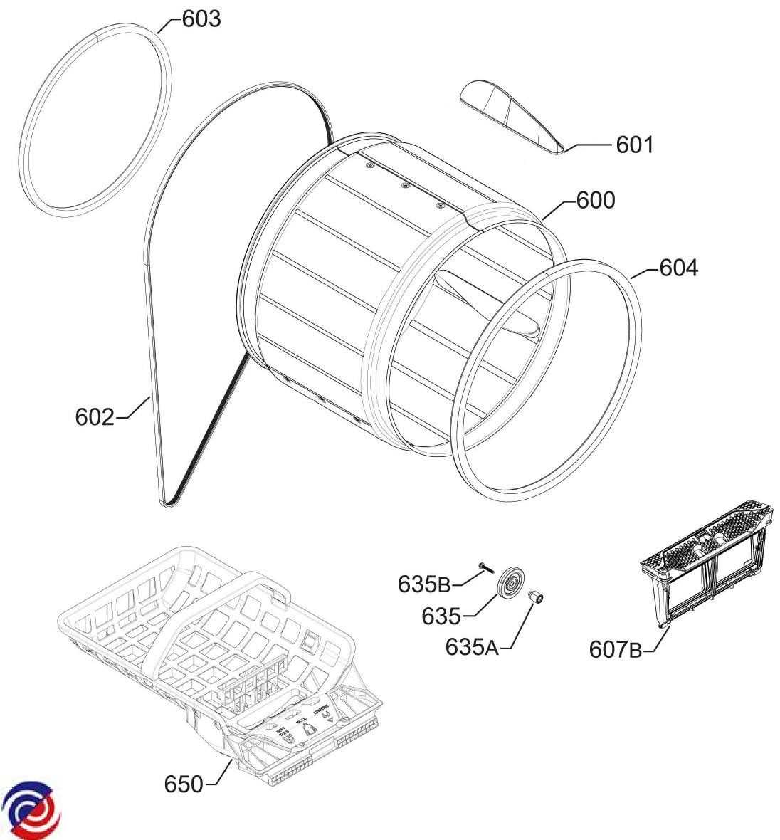 clothes dryer parts diagram