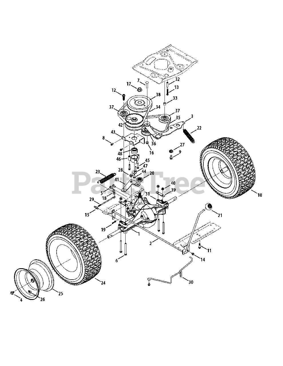 craftsman lt1000 riding mower parts diagram