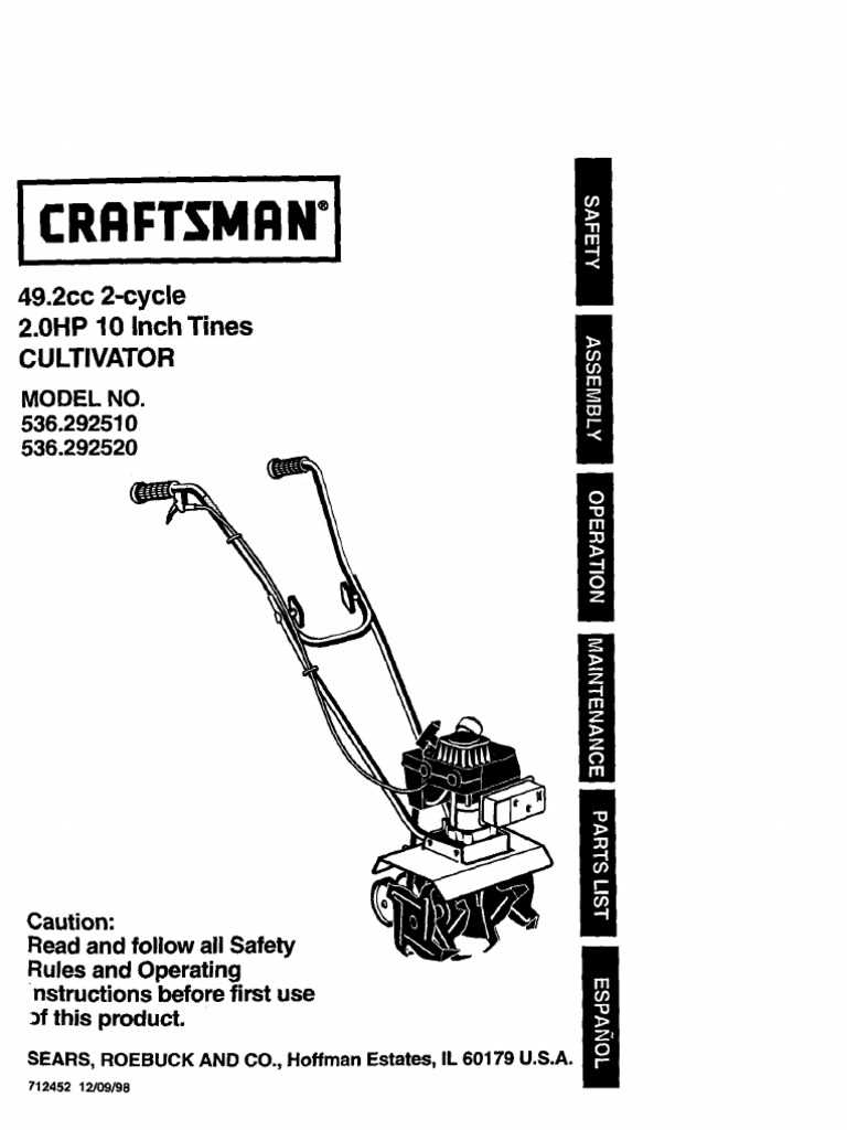 craftsman rototiller parts diagram