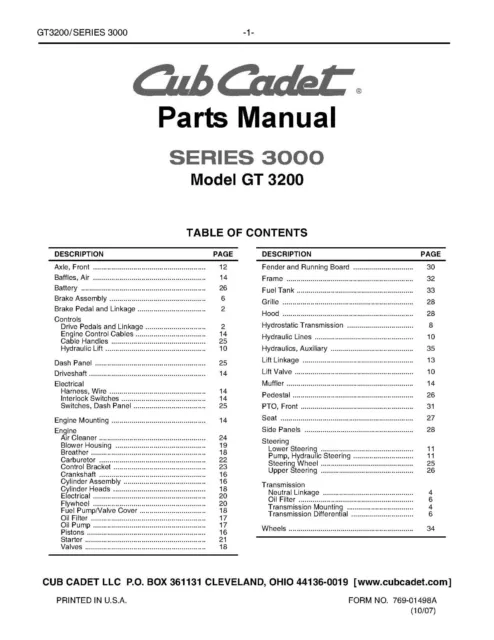 cub cadet gt1554 parts diagram