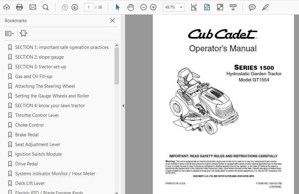 cub cadet gt1554 parts diagram