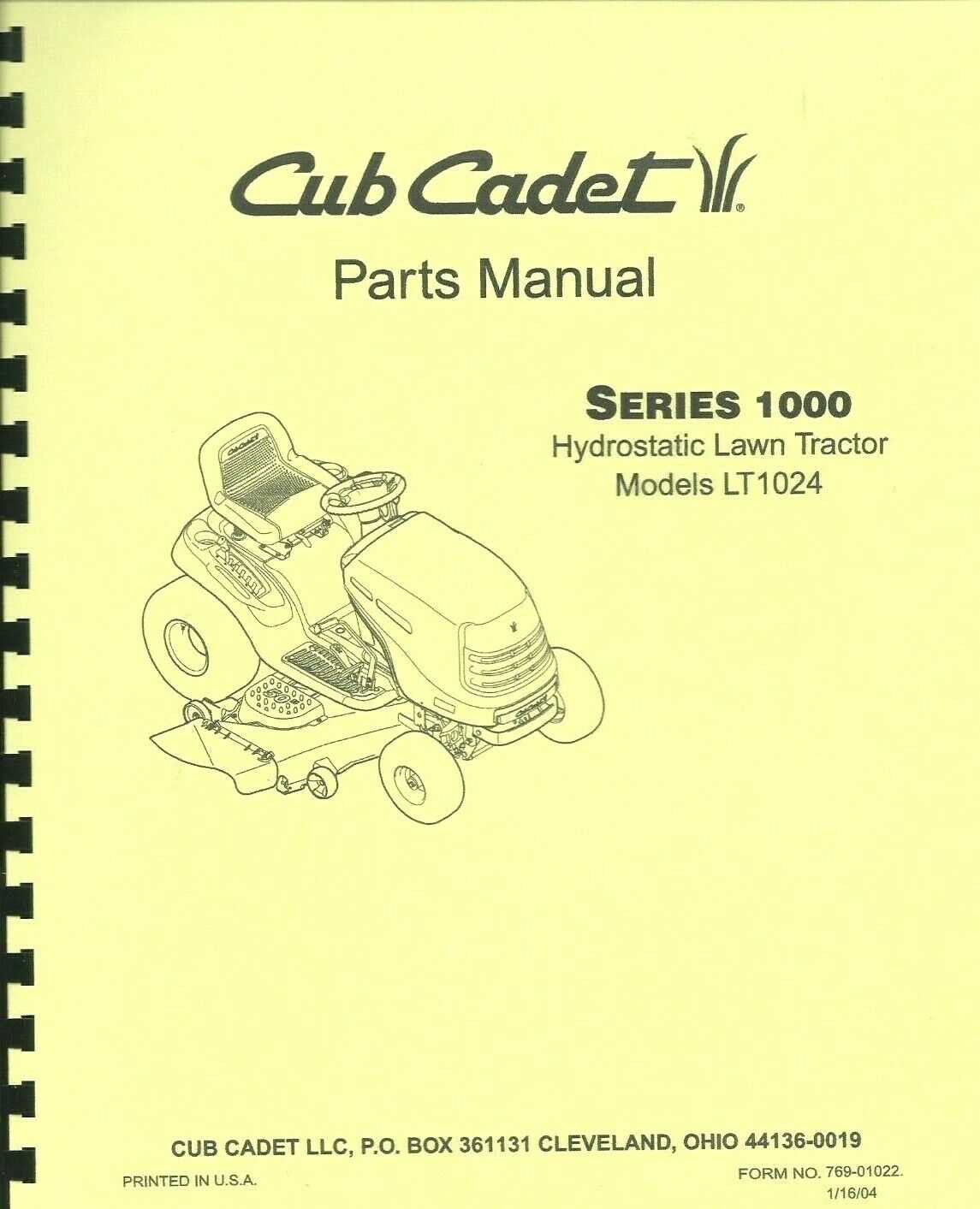 cub cadet parts diagram lt1050