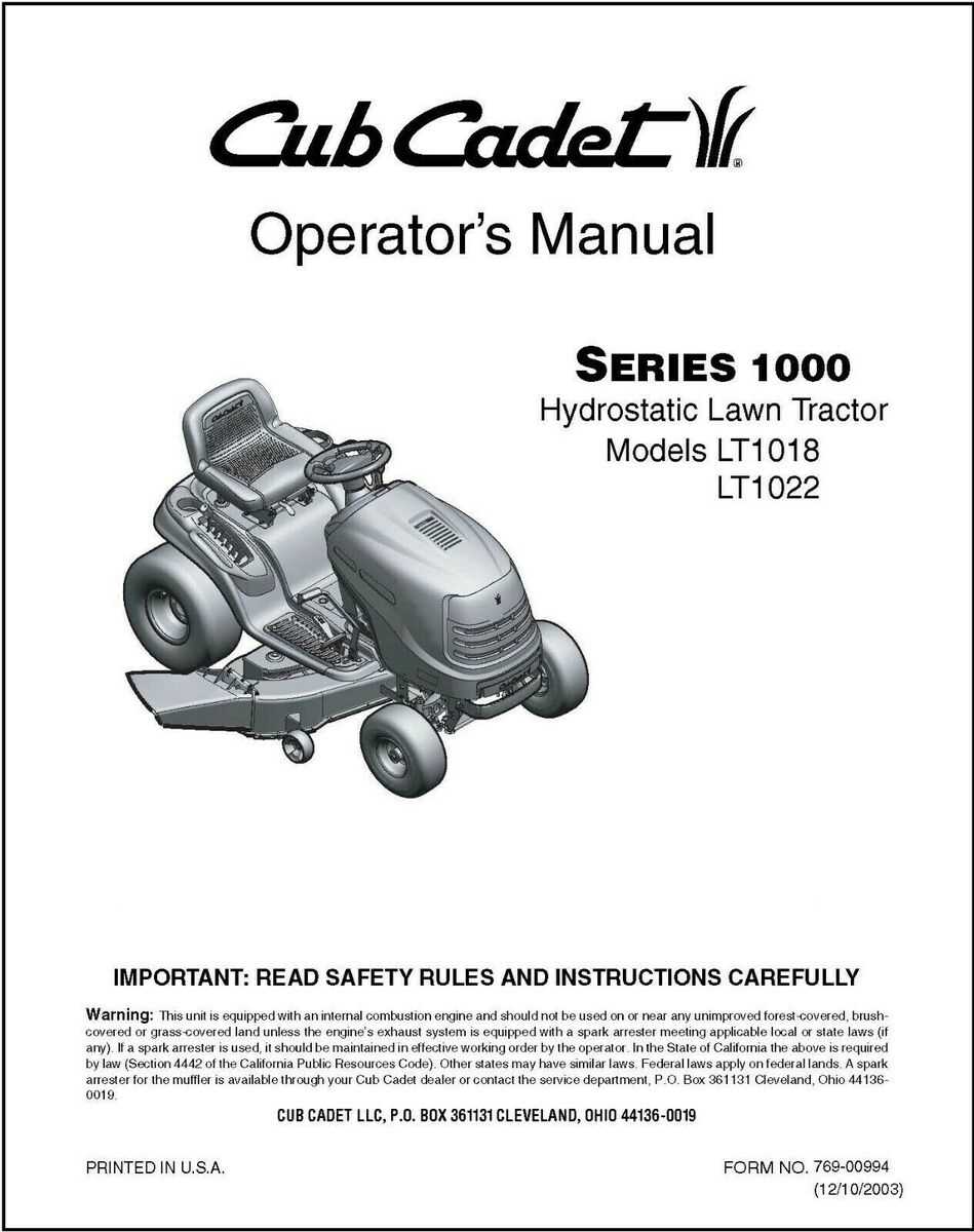 cub cadet parts diagram lt1050