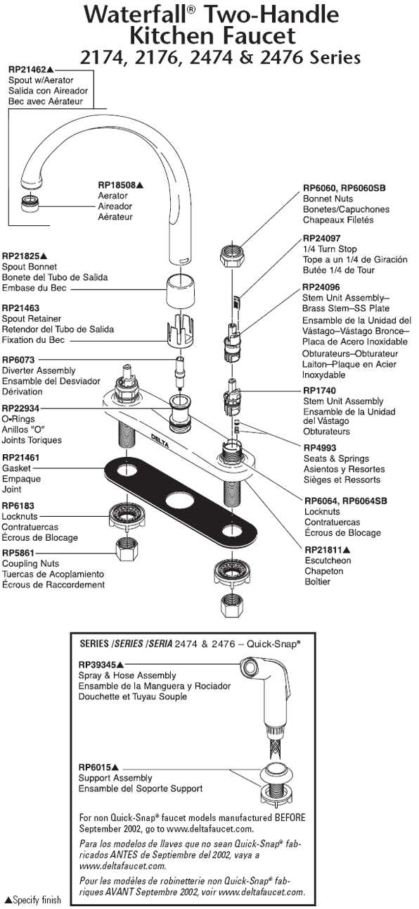 delta kitchen faucet parts diagram