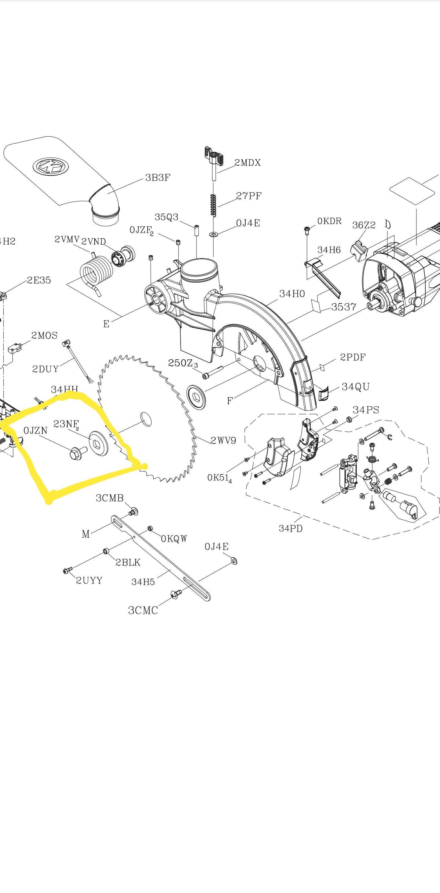 dewalt 12 inch miter saw parts diagram