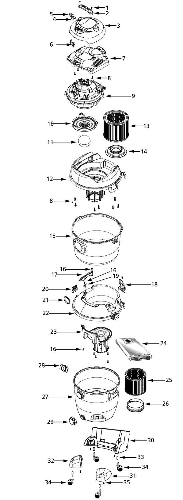 dewalt shop vac parts diagram