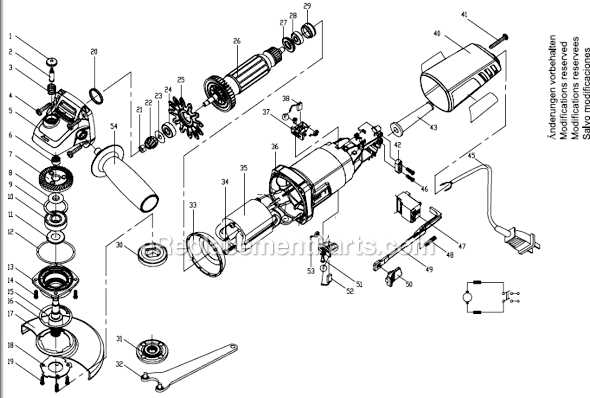 diagram labeled angle grinder parts