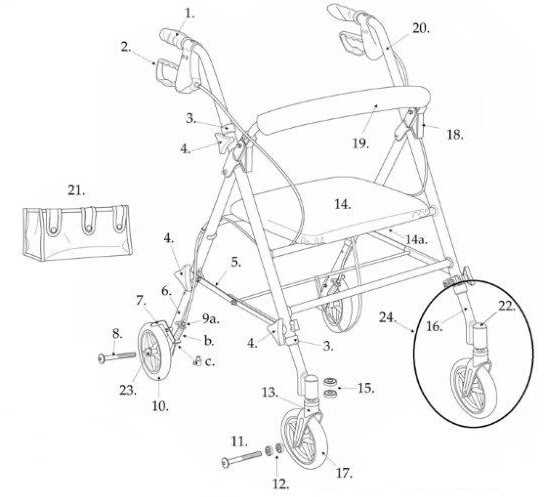 drive rollator parts diagram