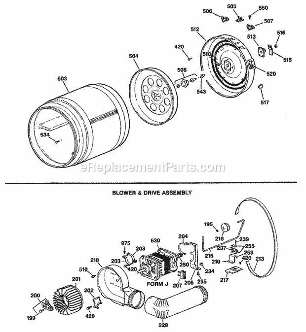 dryer drum parts diagram