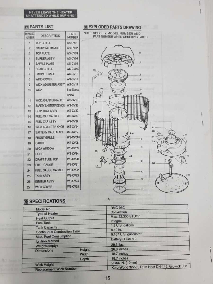 dyna glo propane heater parts diagram