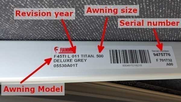 fiamma f45 awning spare parts diagram