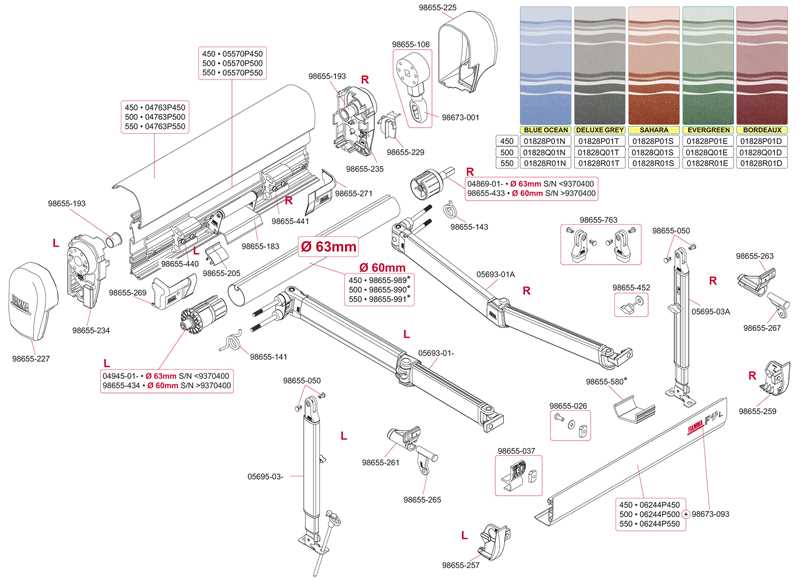 fiamma f45 awning spare parts diagram