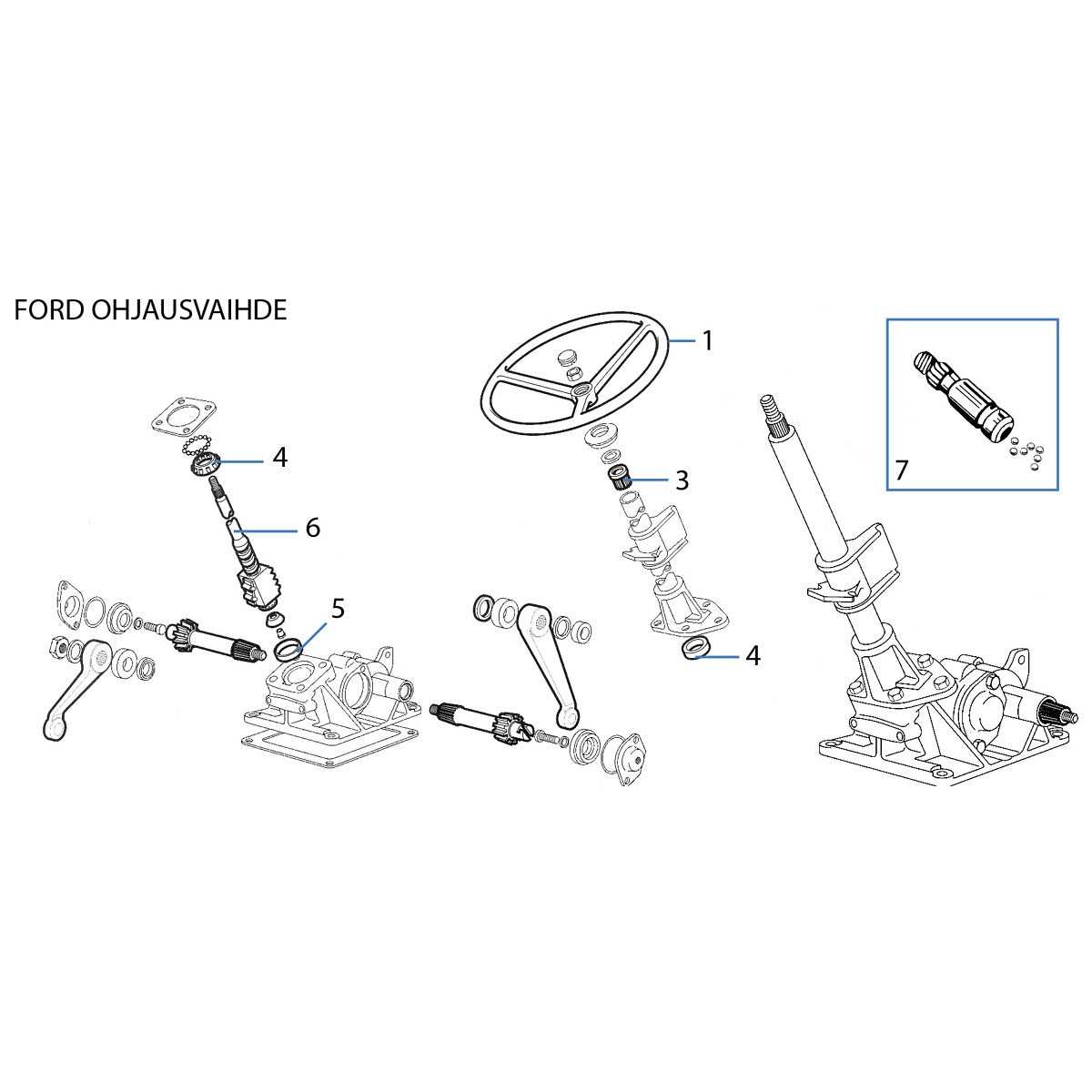 ford 3000 power steering parts diagram