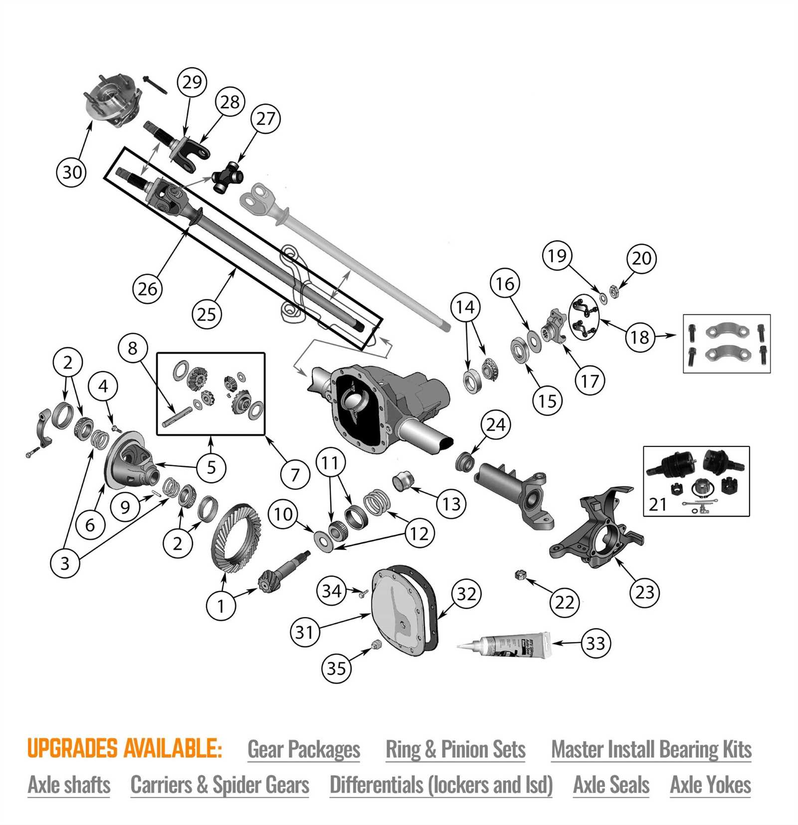 ford dana 44 front axle parts diagram