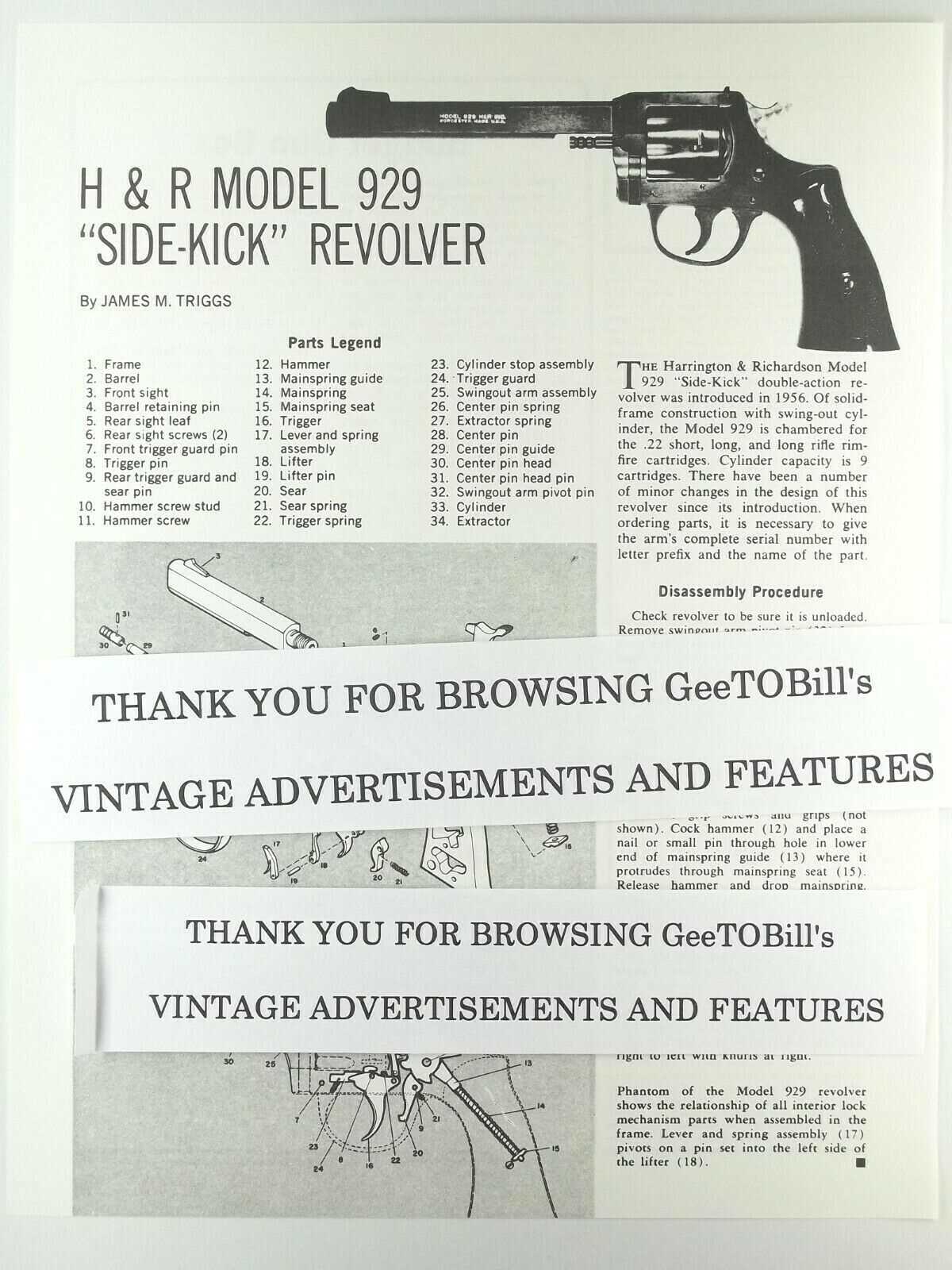 h&r model 929 parts diagram