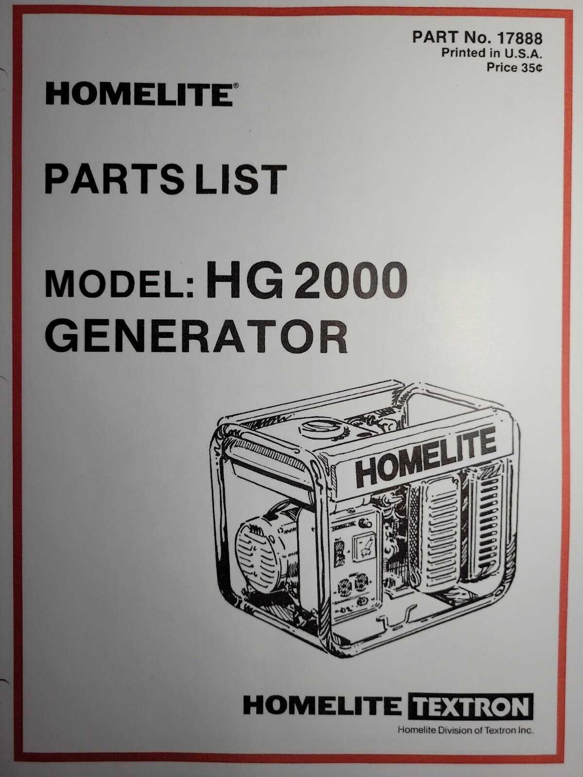 homelite generator parts diagram