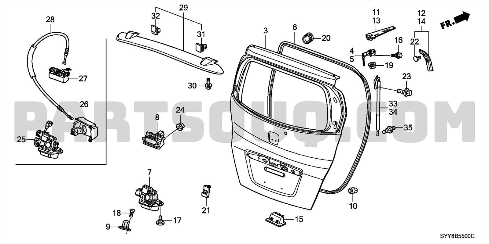 honda civic door parts diagram