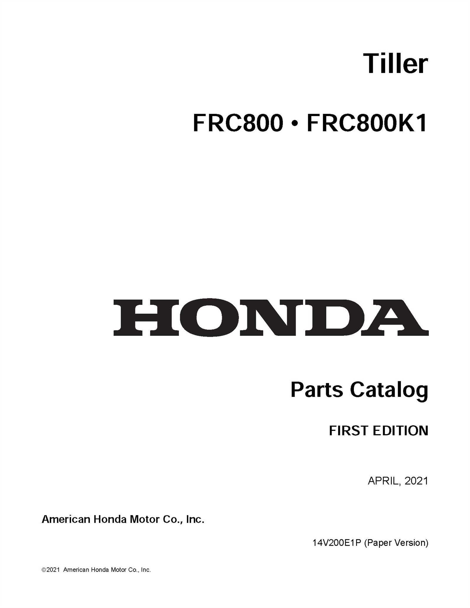 honda frc800 tiller parts diagram