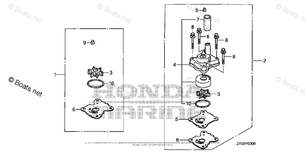 honda water pump parts diagram