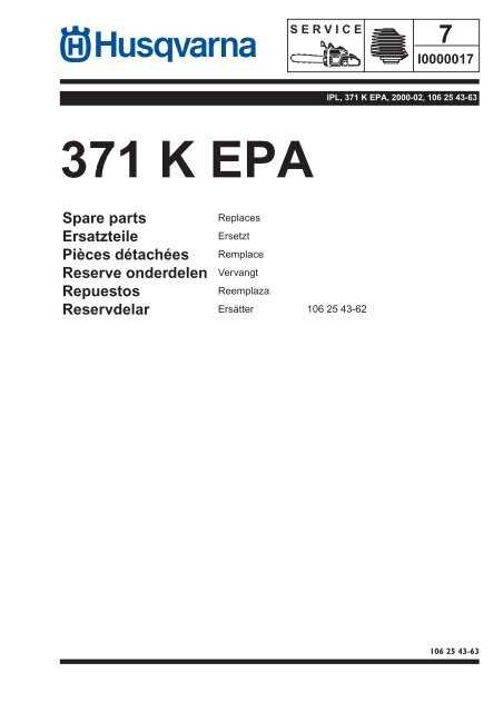 husqvarna 371k parts diagram