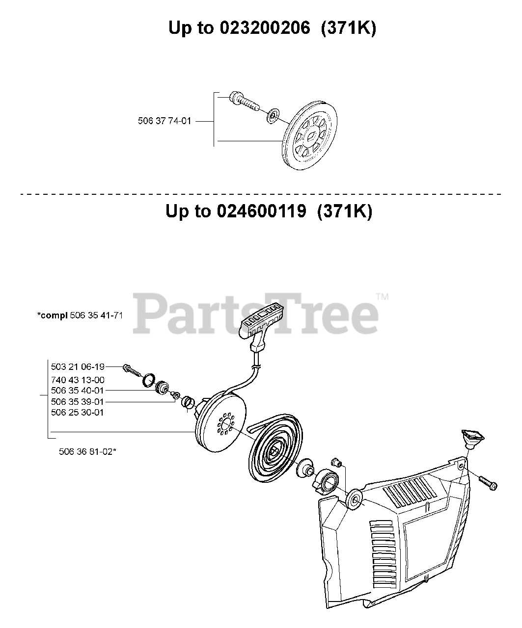 husqvarna 371k parts diagram