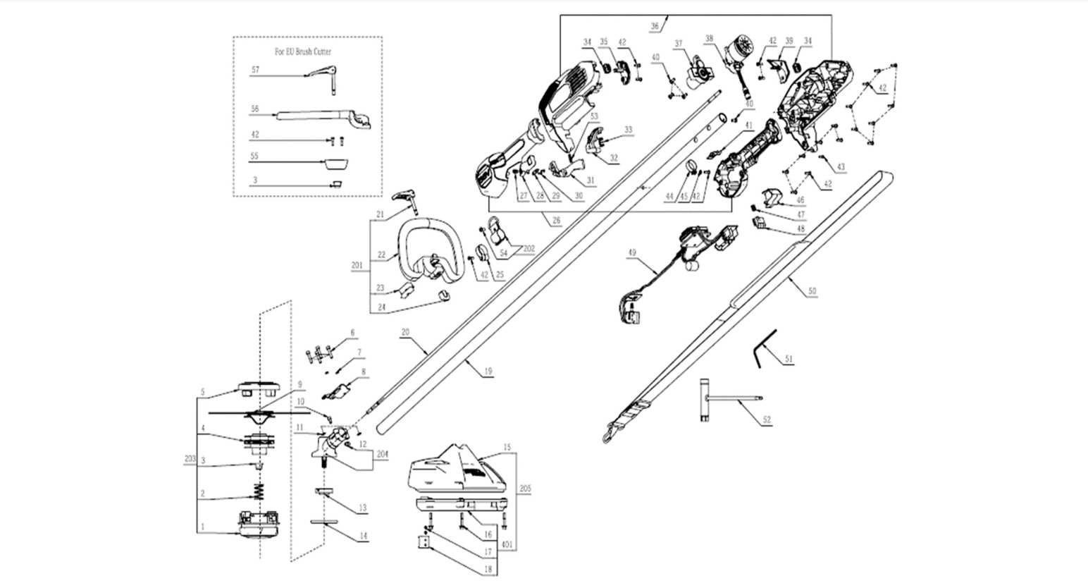 husqvarna brush cutter parts diagram