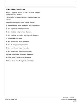 john deere f525 mower parts diagram