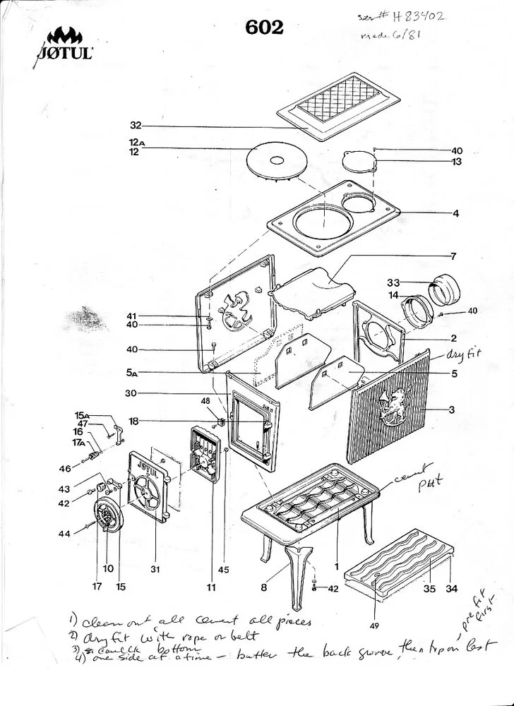 jotul f400 parts diagram