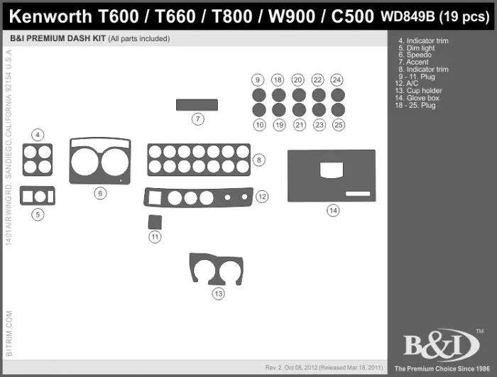 kenworth t800 door parts diagram