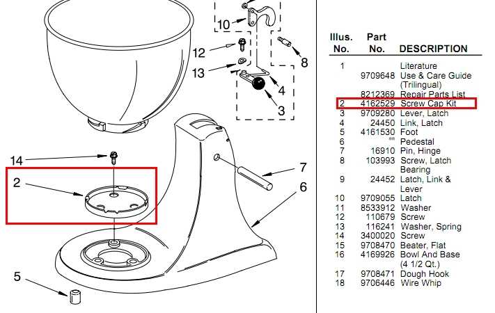 kitchenaid artisan parts diagram