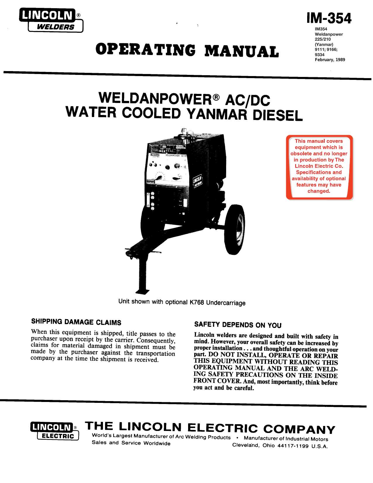 lincoln weldanpower 225 parts diagram