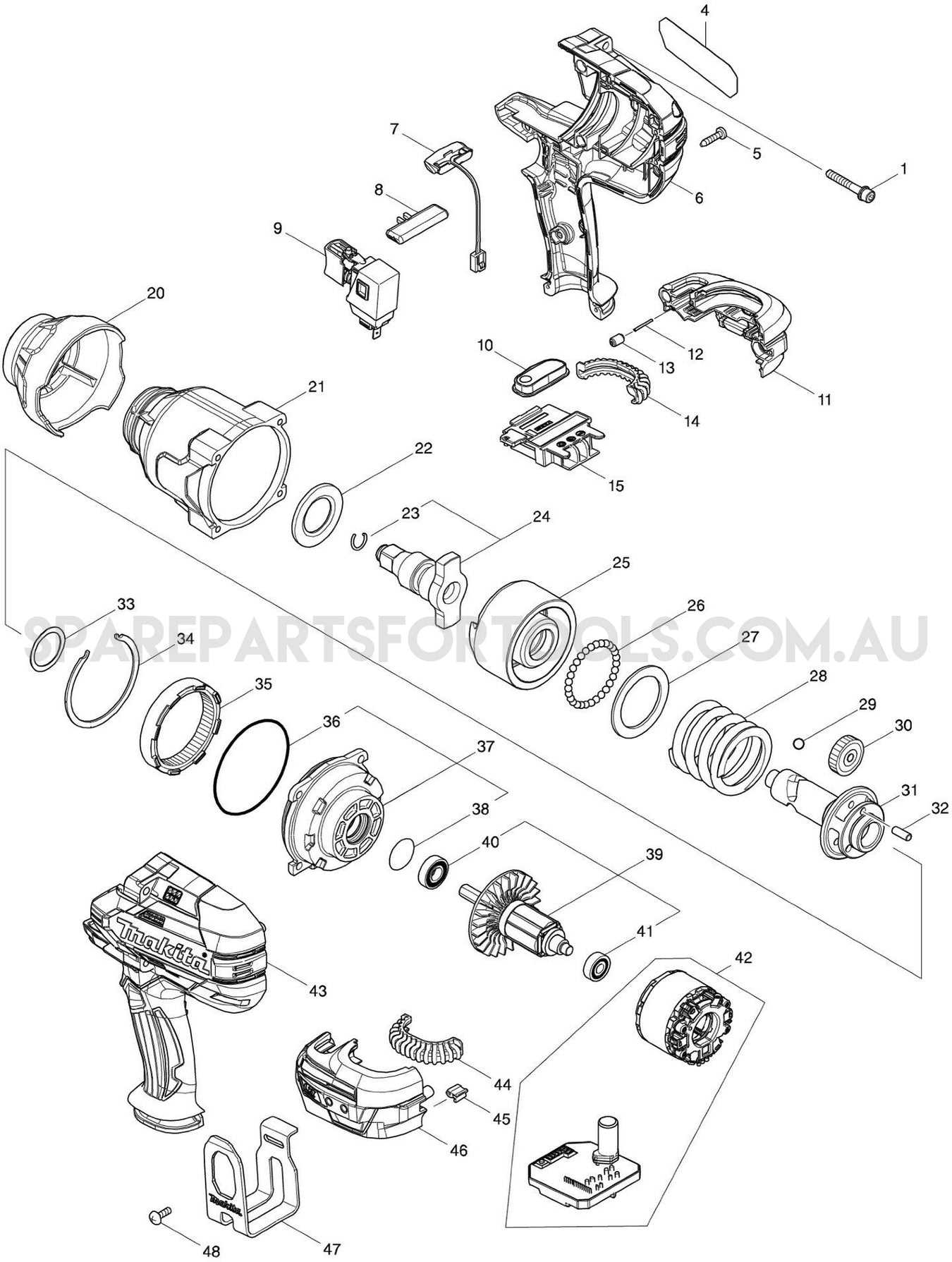 makita dhp481 parts diagram