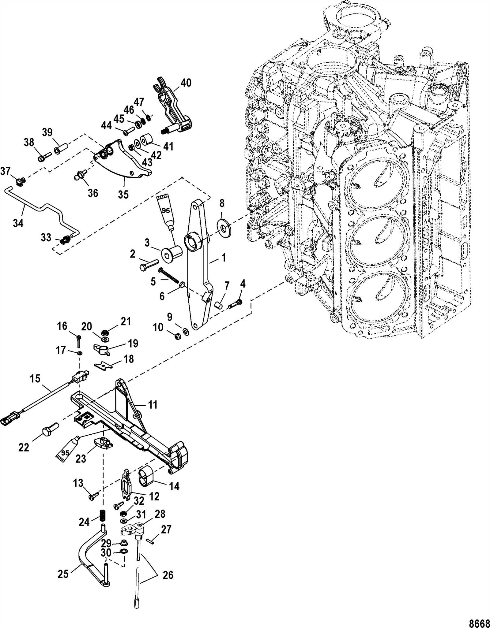 mercruiser shifter parts diagram