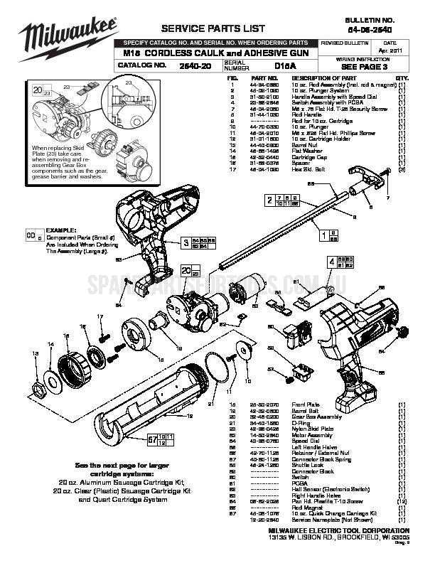 milwaukee m18 grease gun parts diagram
