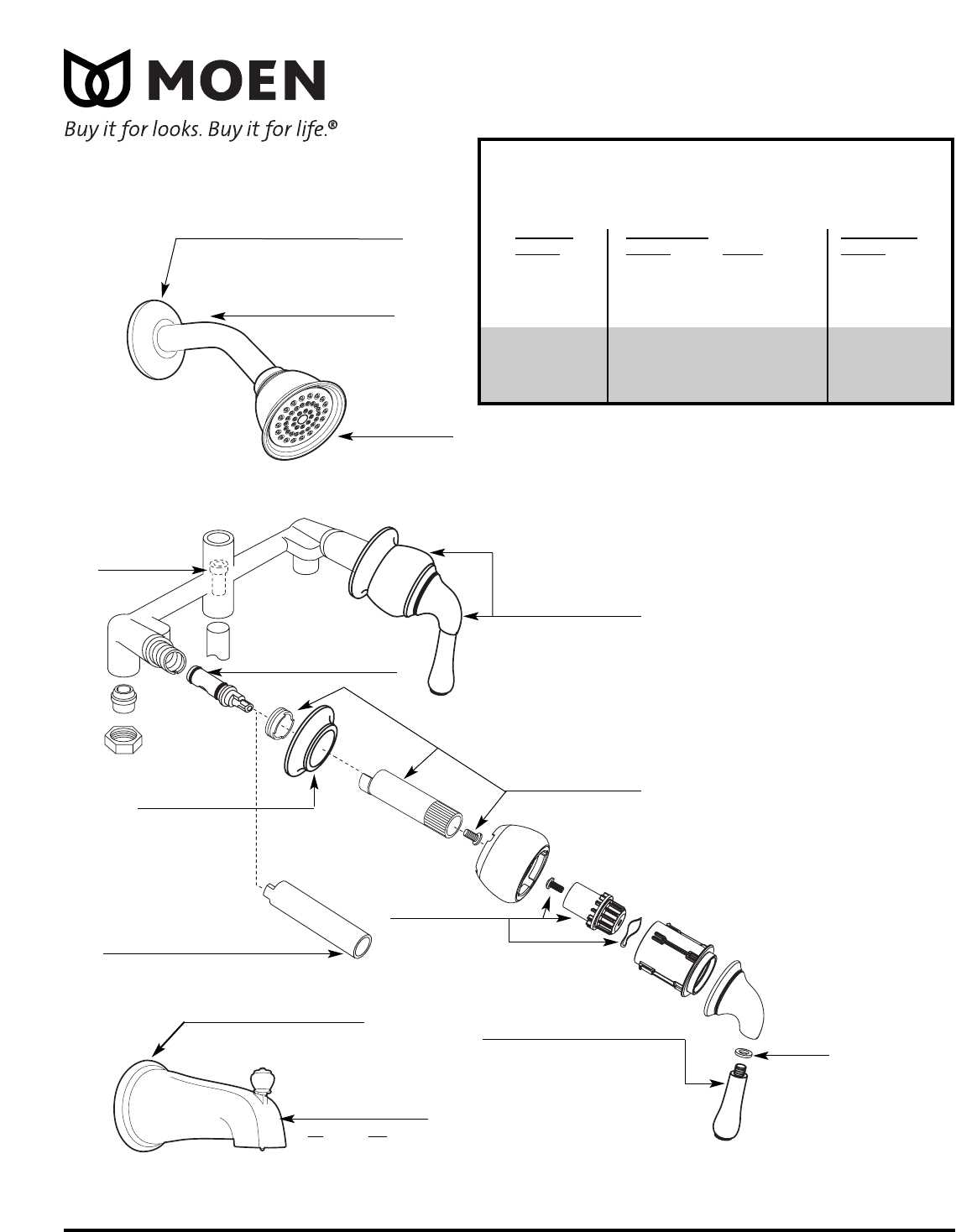 moen shower faucet parts diagram