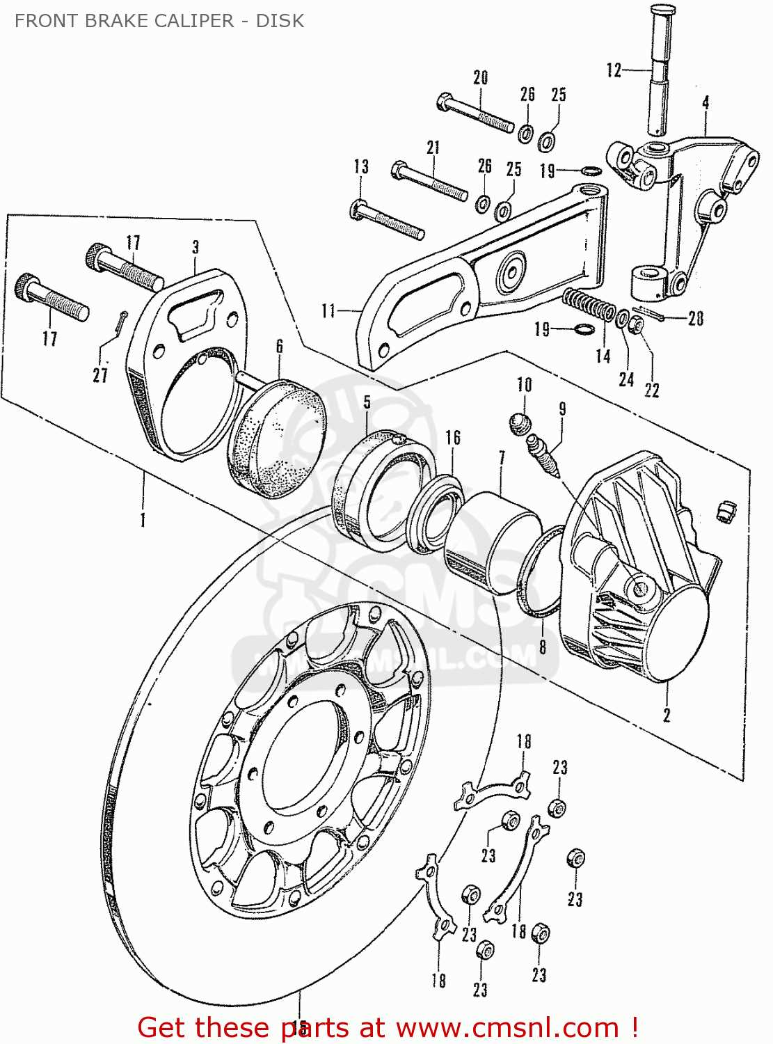 motorcycle brake caliper parts diagram