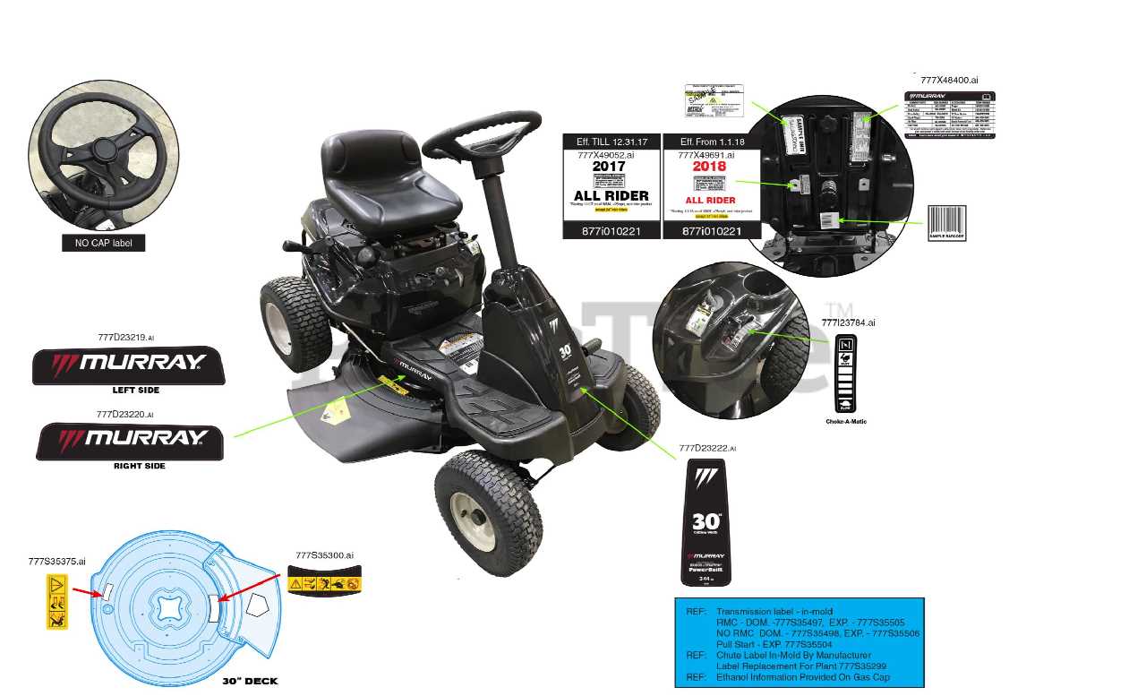 murray 30 inch riding mower parts diagram