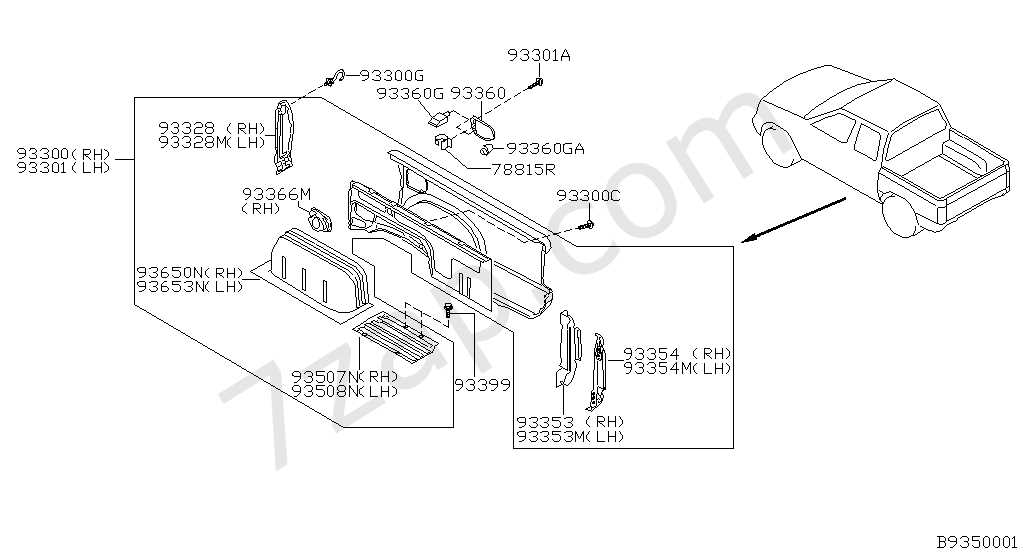 nissan frontier tailgate parts diagram