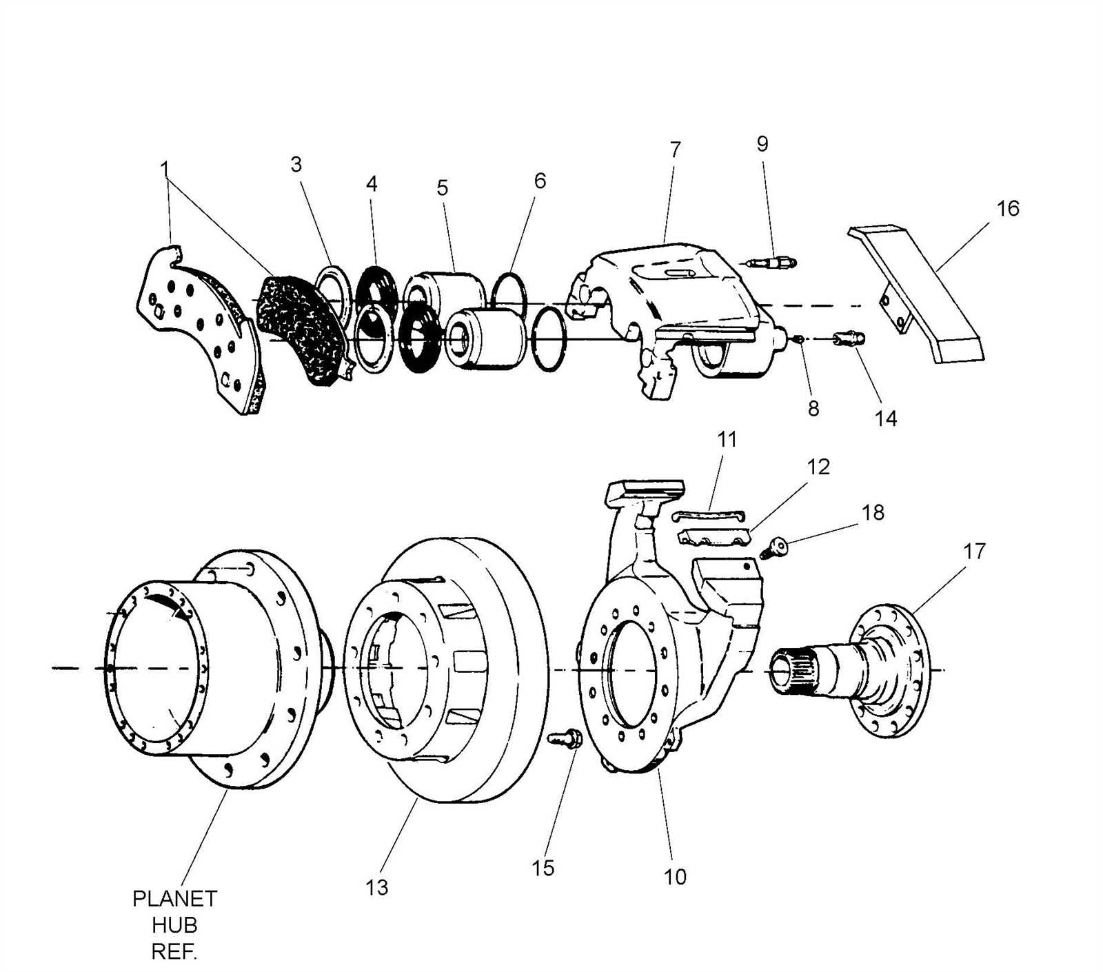 parts of a brake caliper diagram