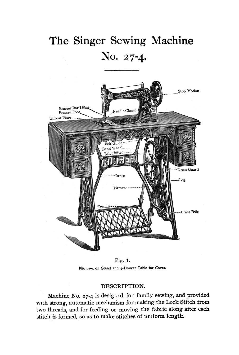 parts of a singer sewing machine diagram