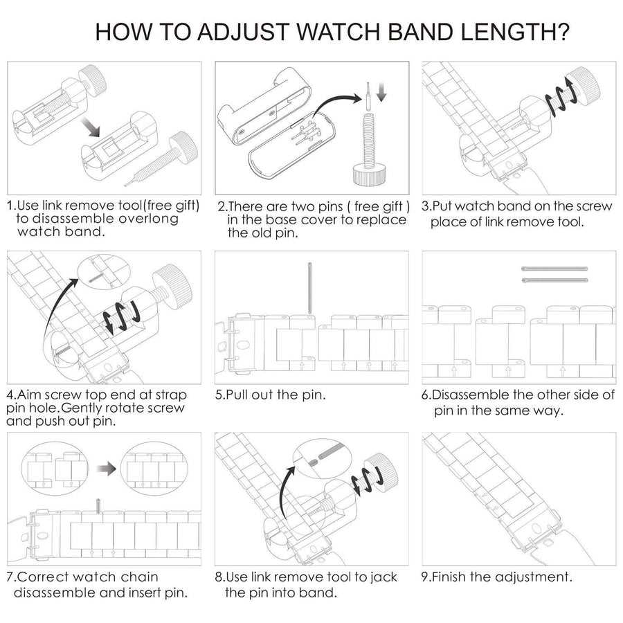 parts of a watch band diagram